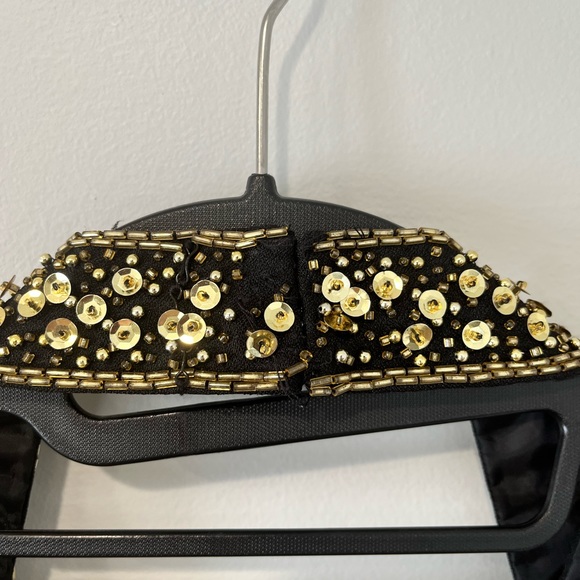 Vintage Black Full Length Gown w/ Gold Detailing - Picture 5 of 8